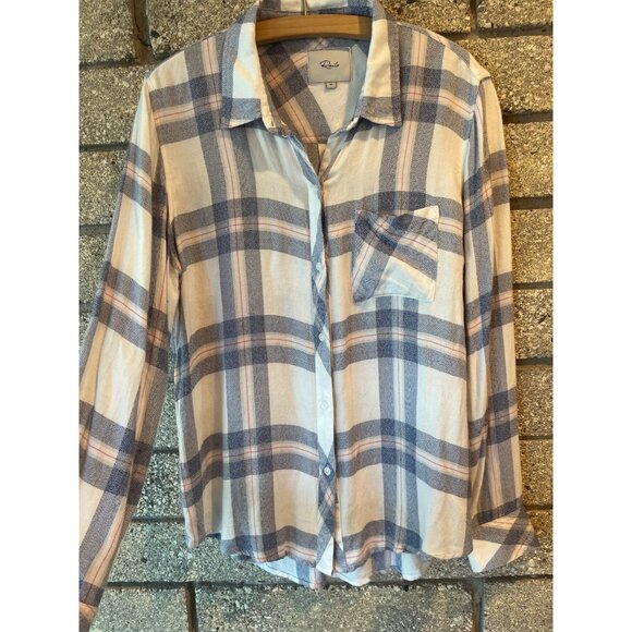Rails Plaid pink and blue button up top Sz M - Picture 2 of 8